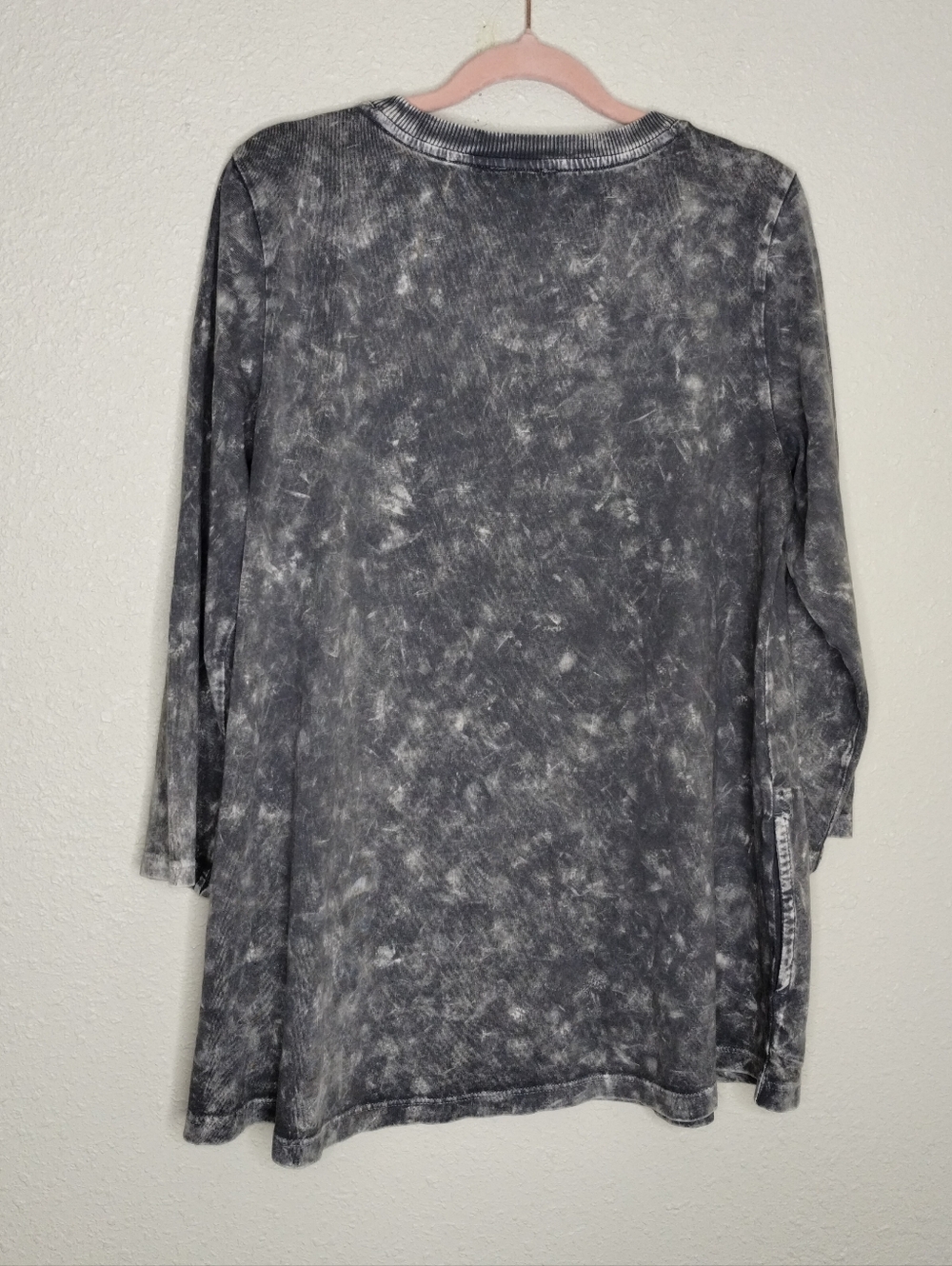 LOGO Lori Goldstein Pearl Grey Sun Faded Cotton 3/4 Sleeve Top Womens Size Small - Picture 4 of 5